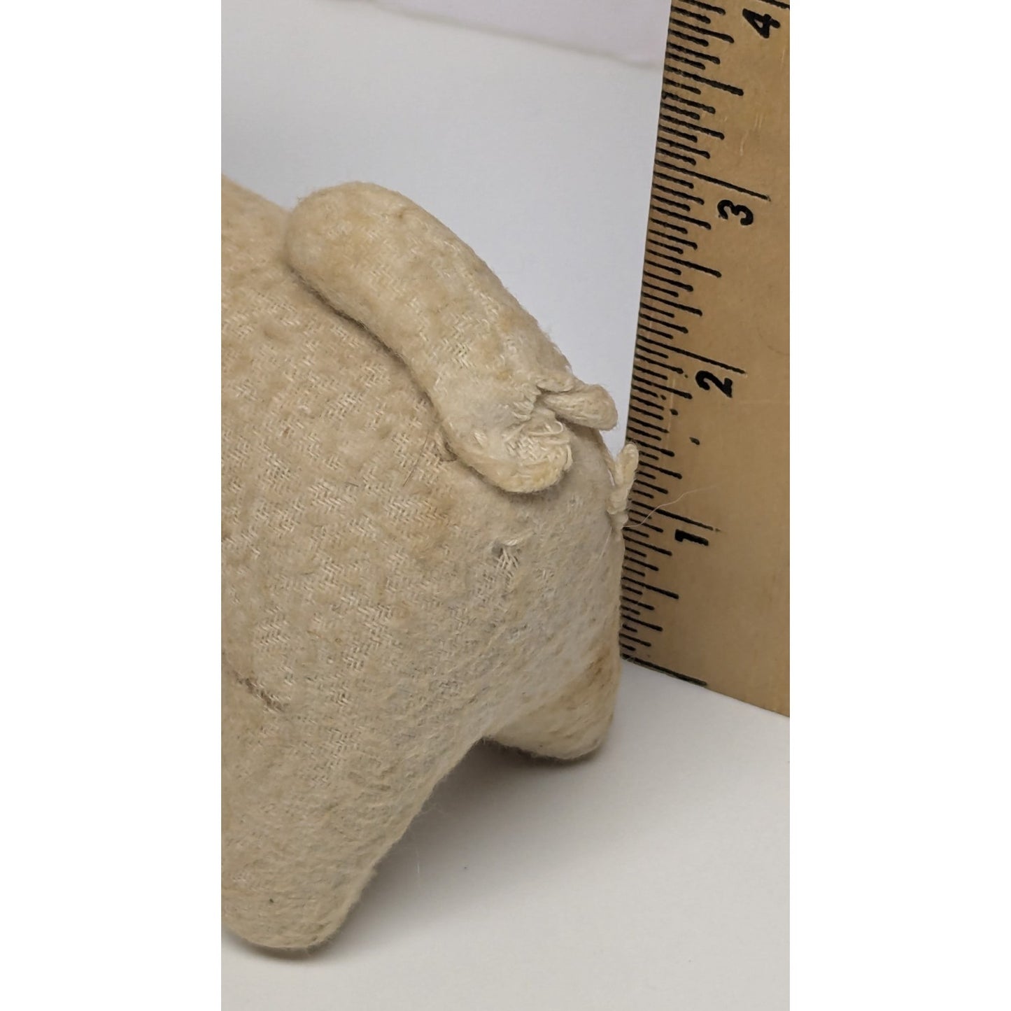 Antique 1900s Handmade Straw Stuffed Rag Dog with Glass Eye and Collar