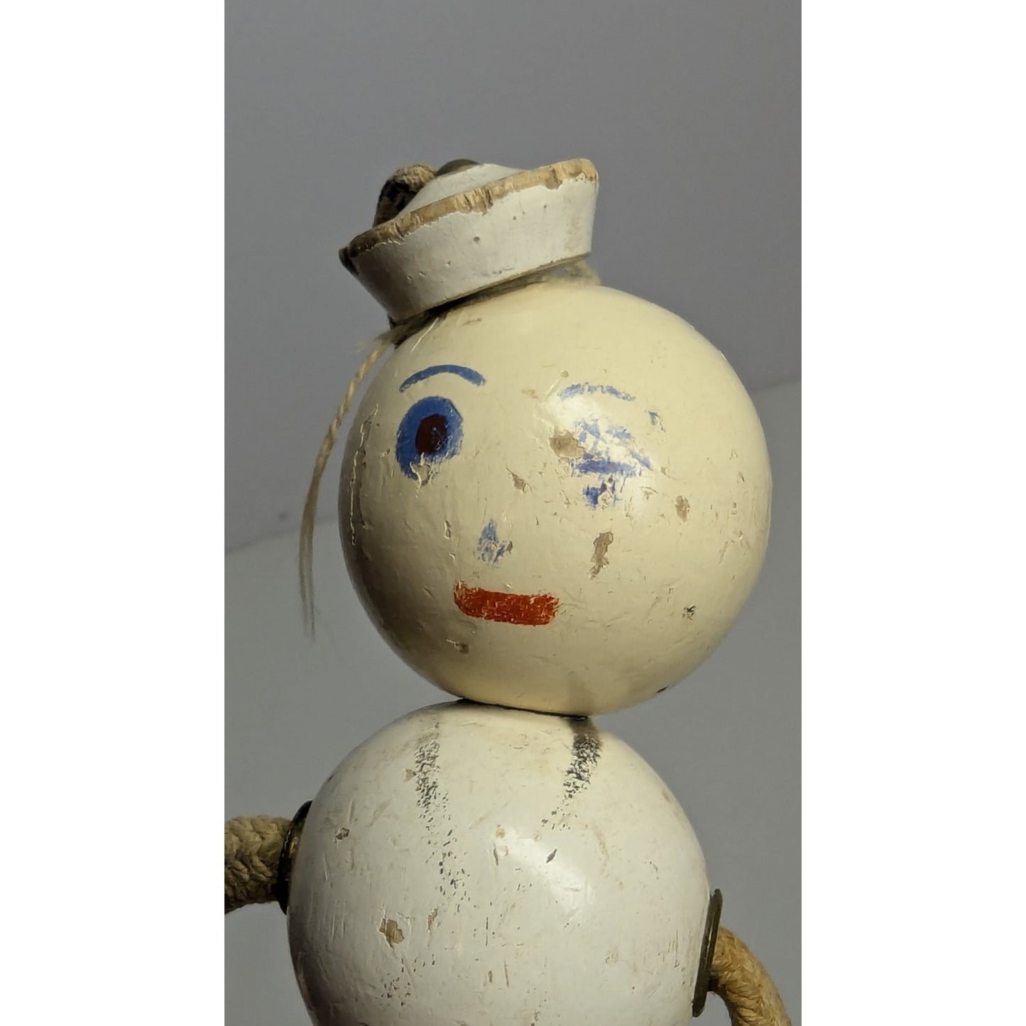 Antique 1920s TED TOY Bedford Mass 8" Wooden Sailor in White