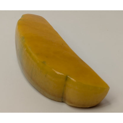 Vintage Alabaster Stone Fruit Yellow Melon Slice w/ Painted Seeds 6" 15.3oz