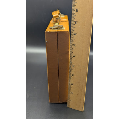 Vintage Brown Faux Leather Mini Travel Backgammon With Case Complete