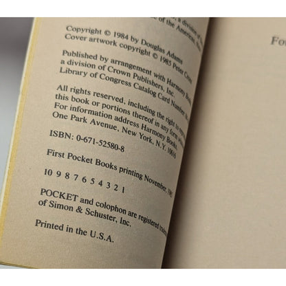 Vintage 1985 So Long/Restaurant at the end Hitchhikers Guide Adams 1st Pocket Books