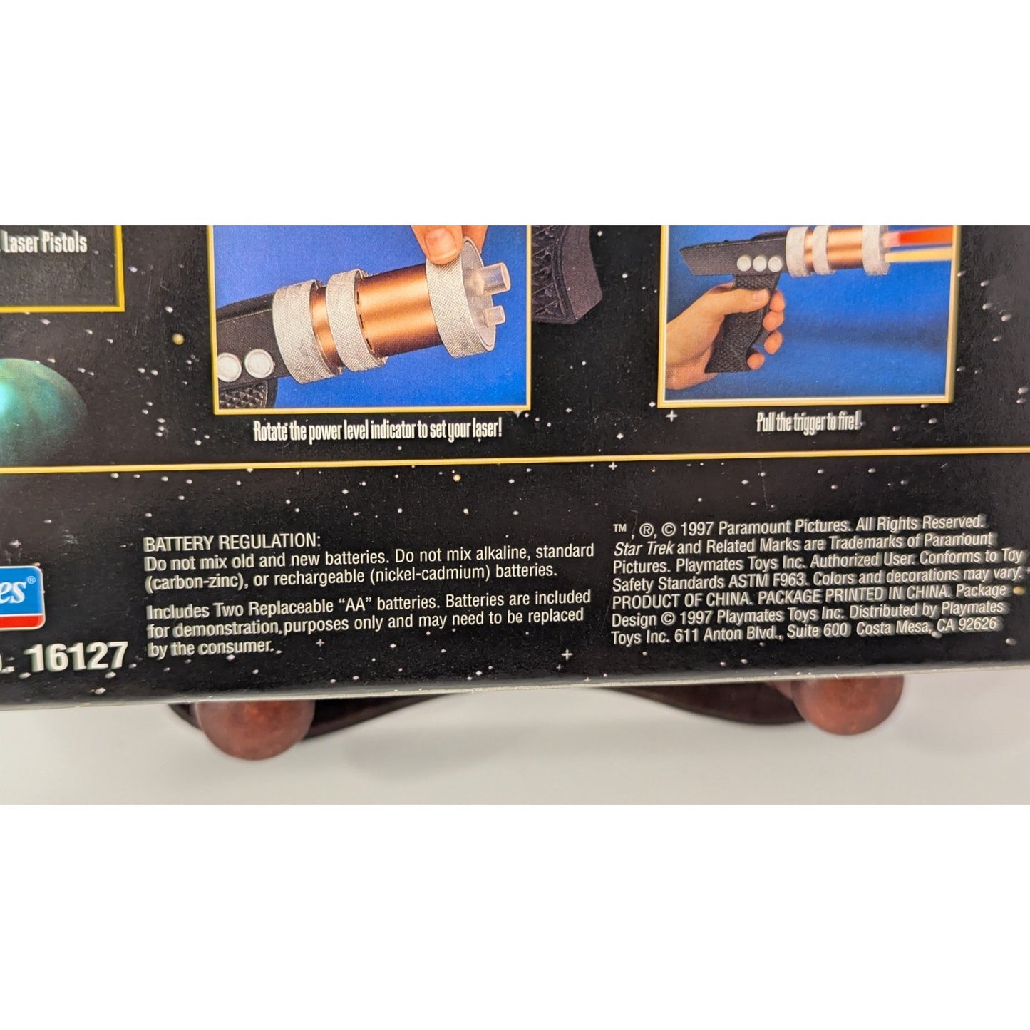 Vintage Playmates Star Trek Captain Pikes Starfleet Laser Pistol 1997 Working