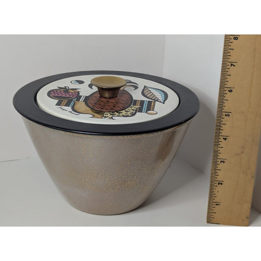 Vintage Georges Briard Gold Speckled Ambrosia Fire King Covered Bowl w/Lid