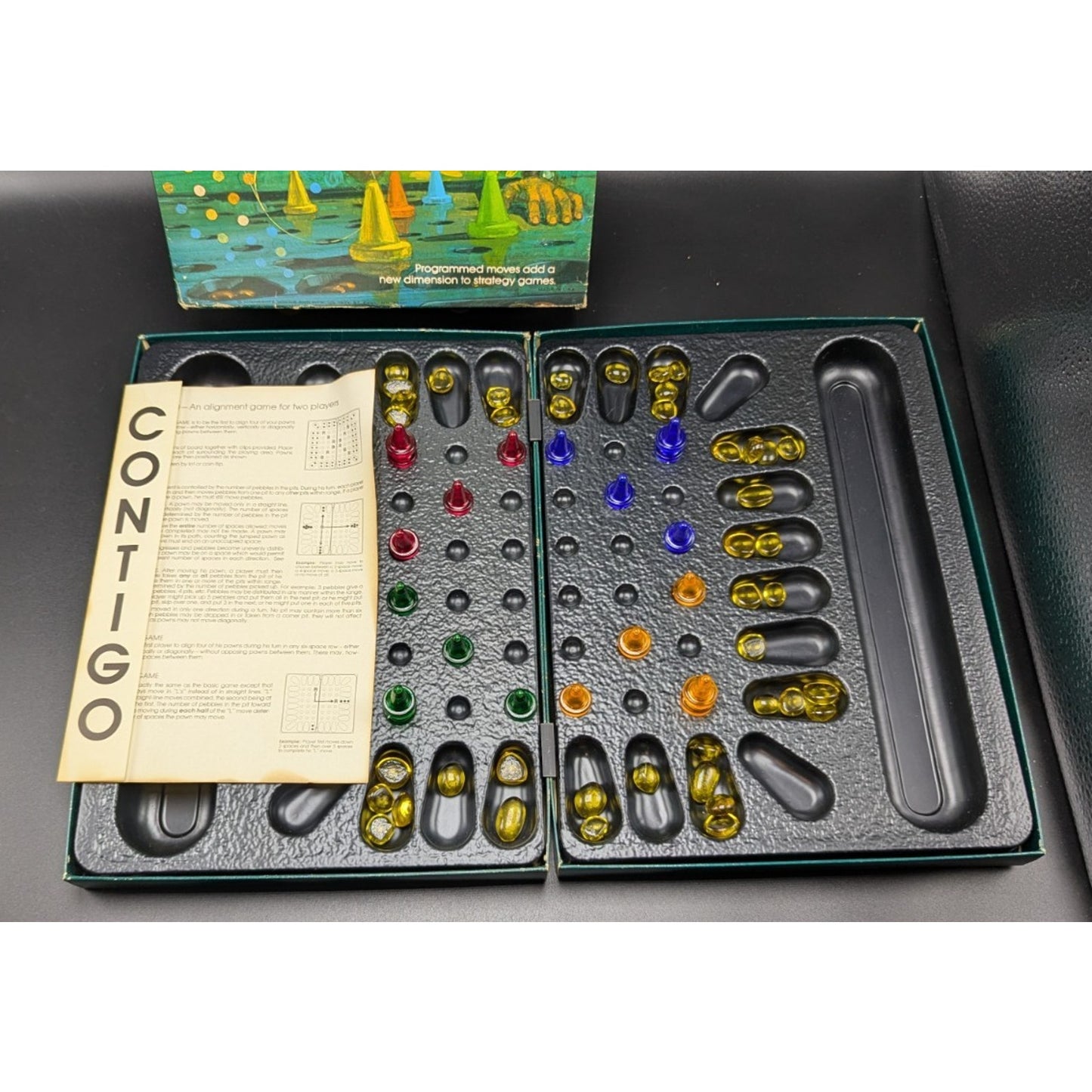 VIntage 1974 3M Bookshelf Boardgame Contigo Box 100% Complete w/Instructions