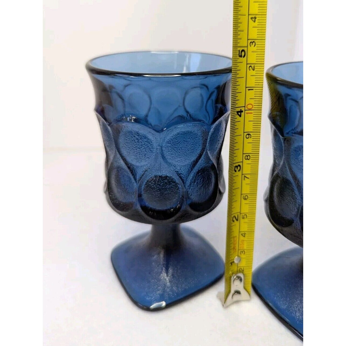 Set of 2 Vintage Noritake Spotlight Blue Square Base Goblet Small 4 3/4" Glasses