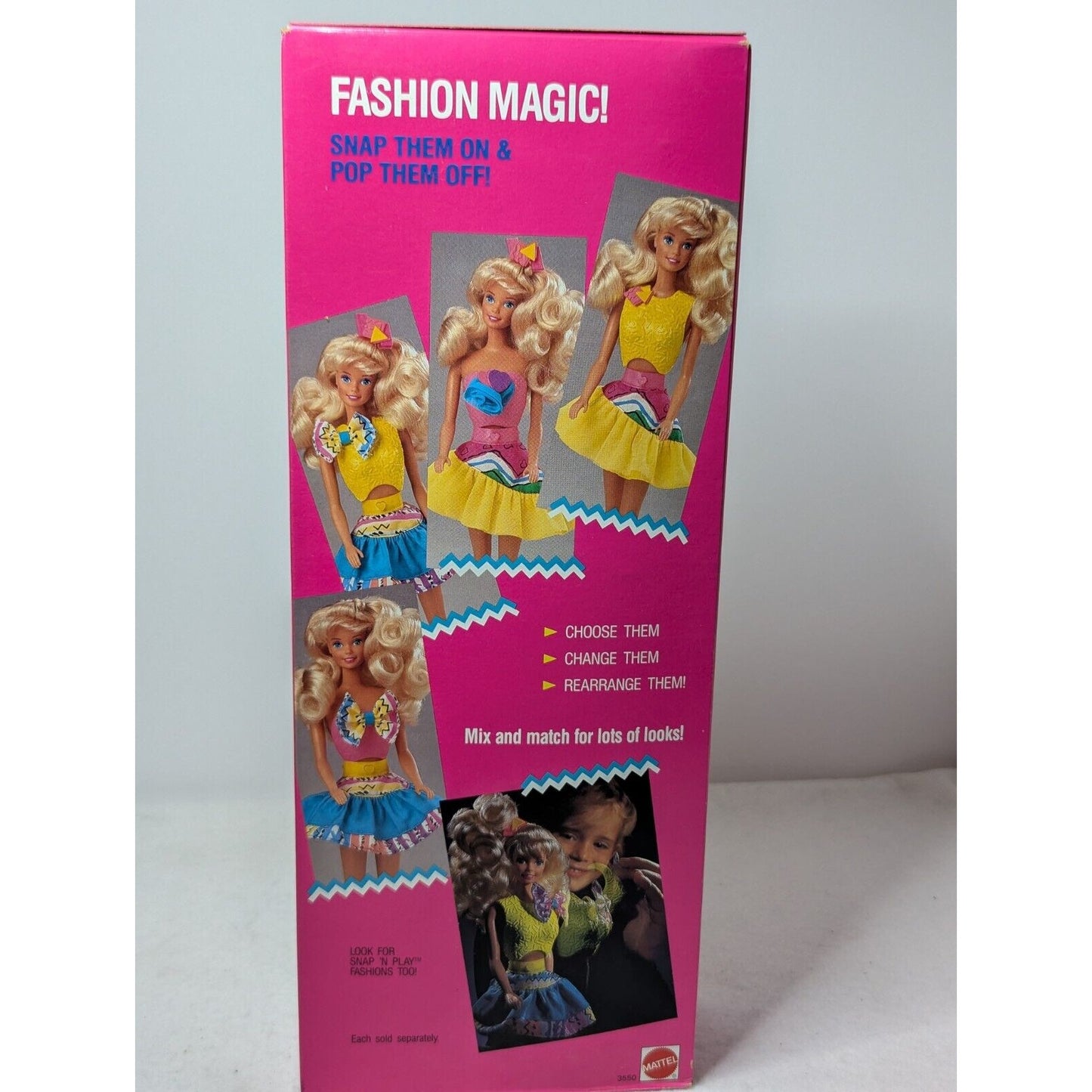 Vintage 90's Snap N Play Barbie Mattel Fashion Magic New In Box Orig Price Tag