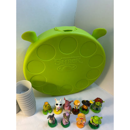 Shrek 2006 DWA MGA Lot of 10 Mini Figurines 20 Cups & Case Complete Game RARE