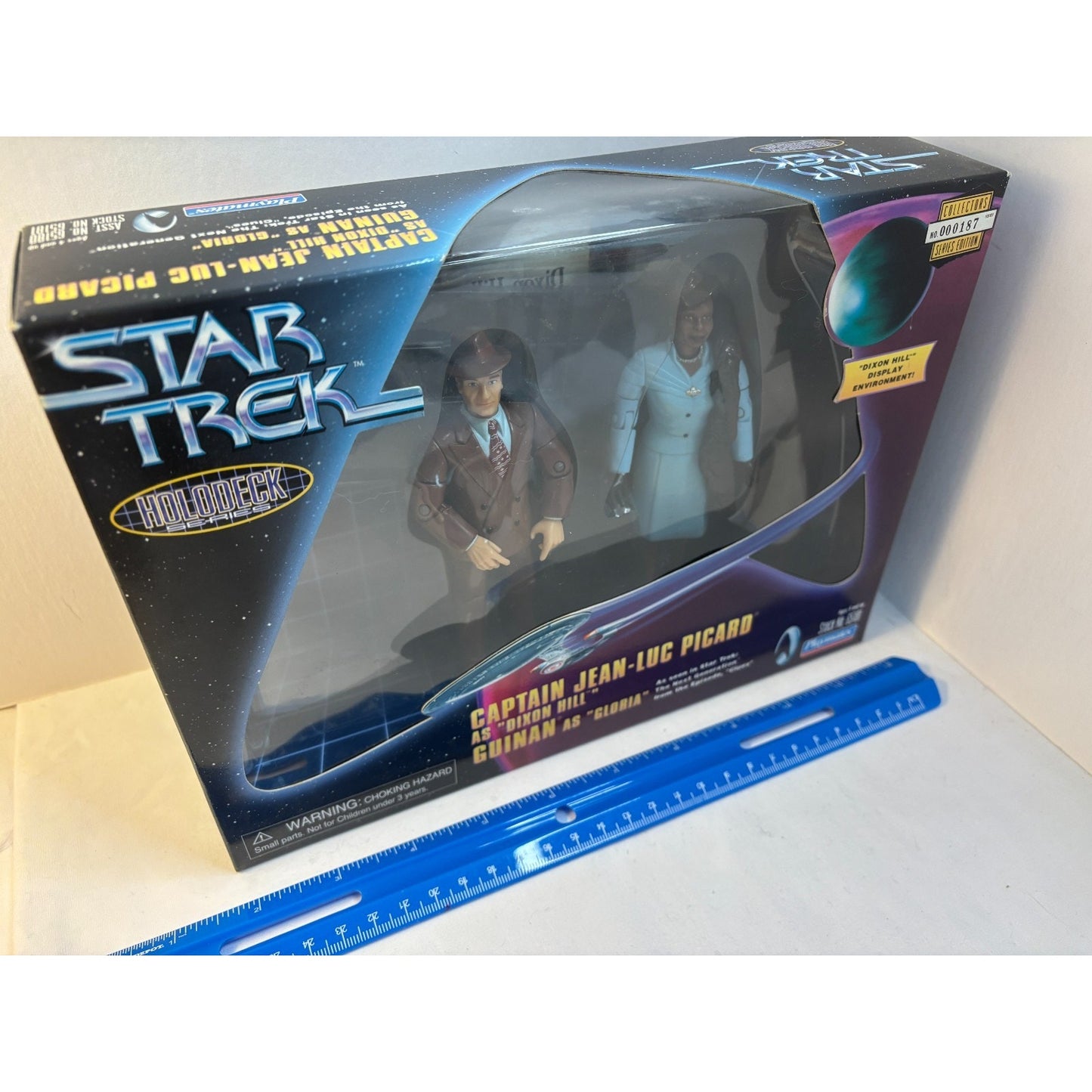 1998 Playmates Star Trek Captain Picard Dixon Hill Guinan Gloria Figure Set Open