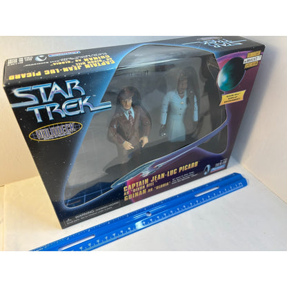 1998 Playmates Star Trek Captain Picard Dixon Hill Guinan Gloria Figure Set Open