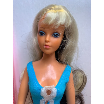 Ideal Tuesday Taylor Barbie Doll Vtg 1975 SWIVEL SCALP Brunette Blonde Org Dress