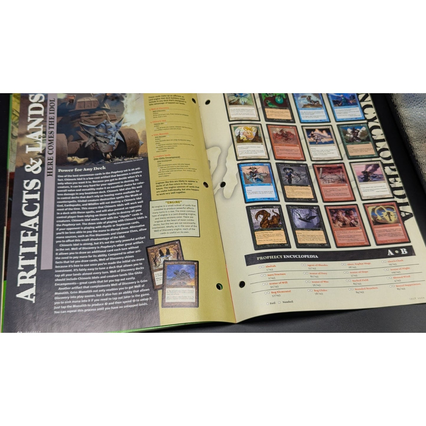 2000 Magic the Gathering Prophecy Top Deck Presents Card Encyclopedia Magazine Insert
