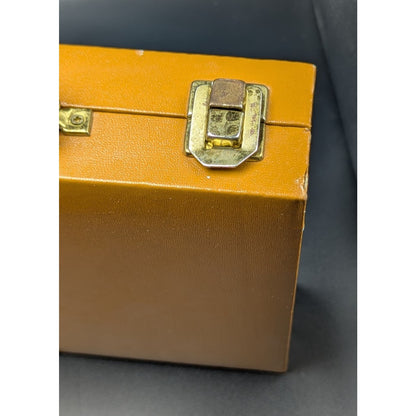 Vintage Brown Faux Leather Mini Travel Backgammon With Case Complete