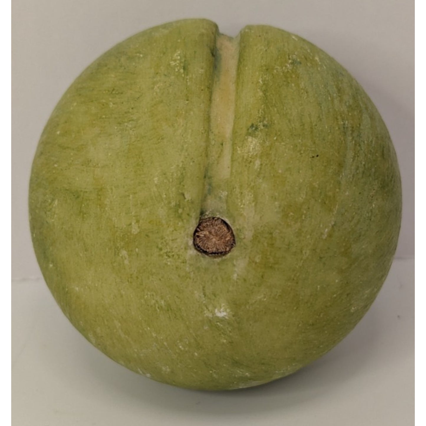 Vintage Green Hand Painted Italian Alabaster Stone Fruit Greengage Plum 9oz