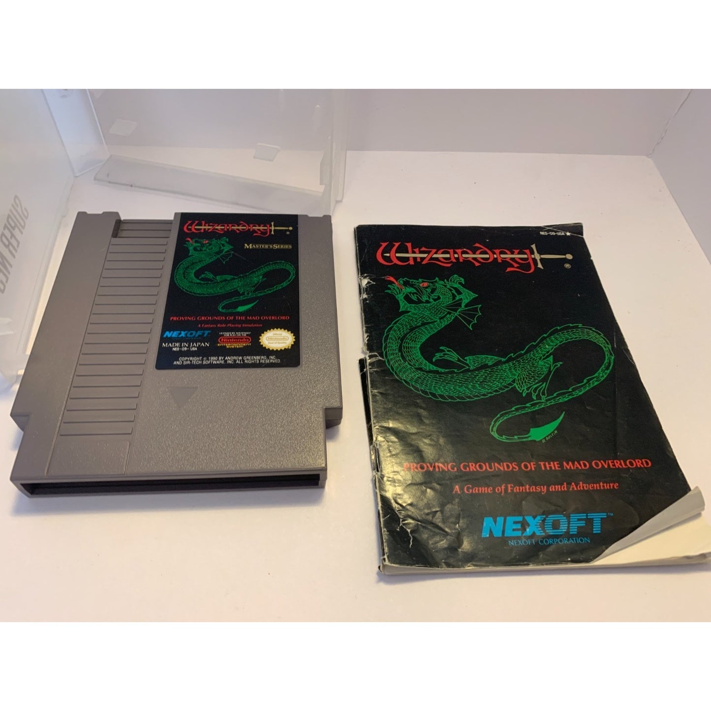 Wizardry: Proving Grounds of the Mad Overlord (NES) Cartridge & Manual Nintendo