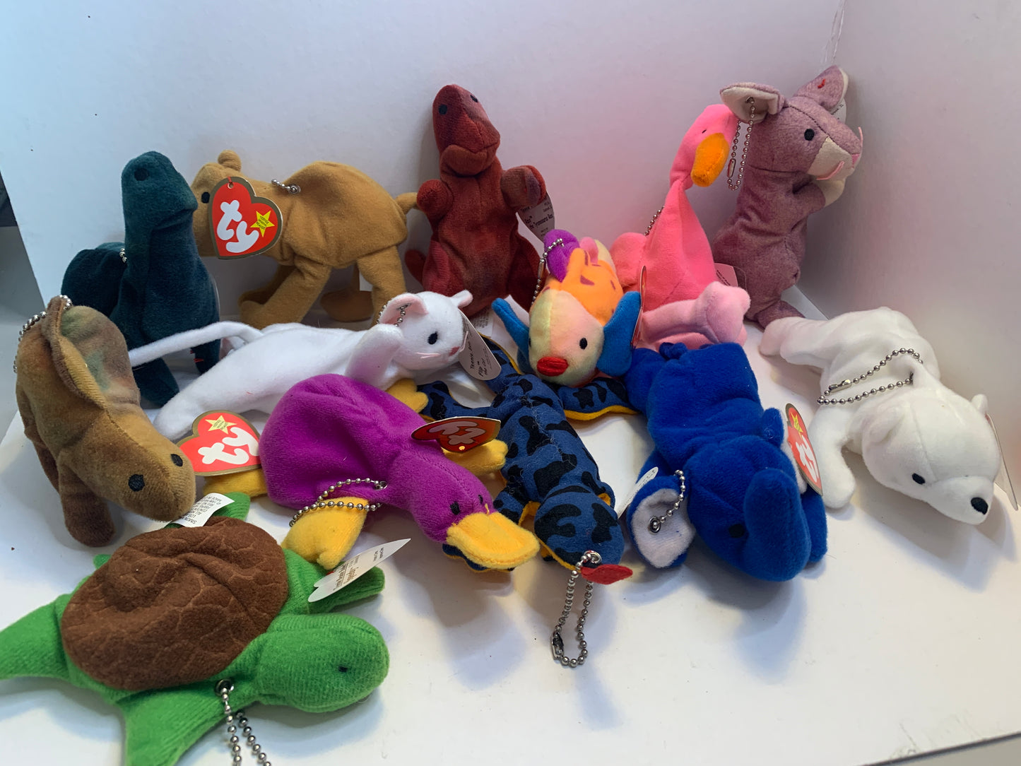 Upcycled 90s Vintage Teenie Beanie Baby Plush Toy Bag Charms Key Chains Purse Decor Accessory
