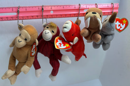 Upcycled 90s Y2K Vintage Teenie Beanie Baby Plush Toy Bag Charm Key Chain Ornament Purse Accessory