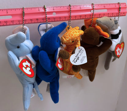 Upcycled 90s Y2K Vintage Teenie Beanie Baby Plush Toy Bag Charm Key Chain Ornament Purse Accessory