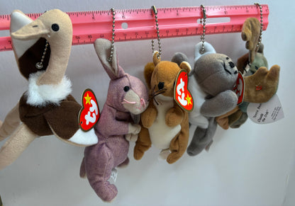 Upcycled 90s Y2K Vintage Teenie Beanie Baby Plush Toy Bag Charm Key Chain Ornament Purse Accessory