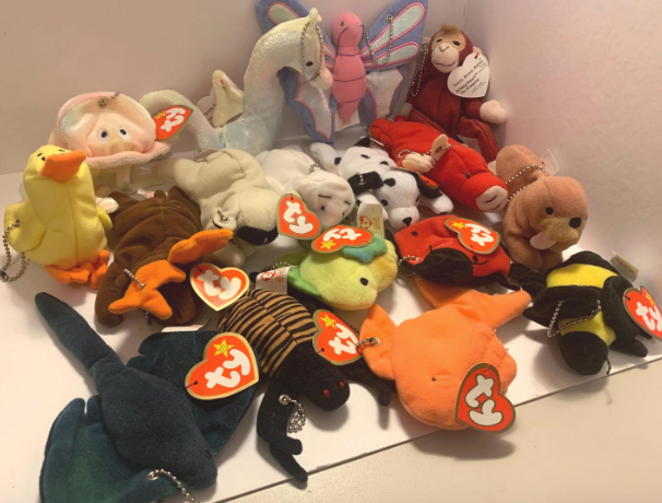Upcycled 90s Vintage Teenie Beanie Baby Plush Toy Bag Charms Key Chains Purse Decor Accessory