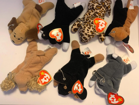 Upcycled 90s Vintage Teenie Beanie Baby Plush Toy Bag Charms Key Chains Purse Decor Accessory
