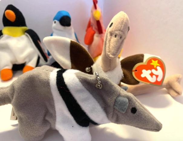 Upcycled 90s Vintage Teenie Beanie Baby Plush Toy Bag Charms Key Chains Purse Decor Accessory