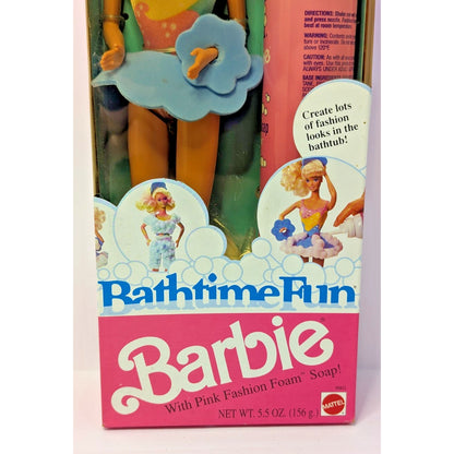 Vintage Mattel Barbie Doll 1990 Bathtime Fun Blonde Pink Fashion Foam Sealed
