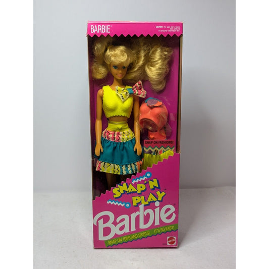 Vintage 90's Snap N Play Barbie Mattel Fashion Magic New In Box Orig Price Tag
