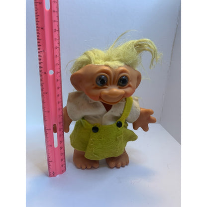 Vintage 60’s Thomas Dam Girl Troll Doll Bank 6” Yellow Dress Mohair Movable Head
