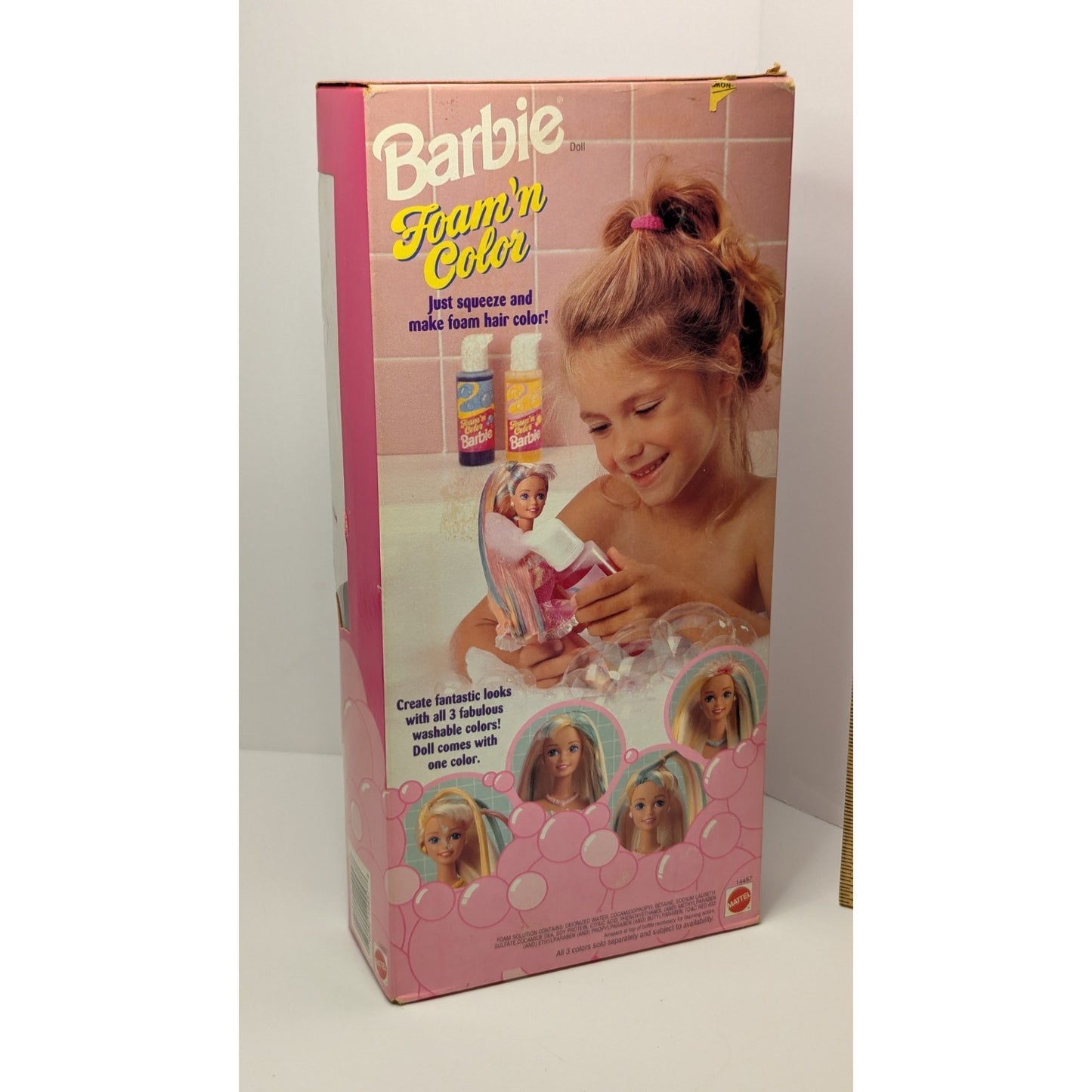 1995 Mattel Barbie Foam N Color Barbie Doll with Pink Foam #14457 New In Box