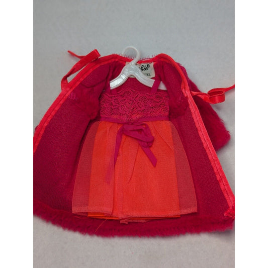 1969 Vintage Barbie #1867 Dream-Ins Nightie and Fluffy Robe Set Red Pink Orange