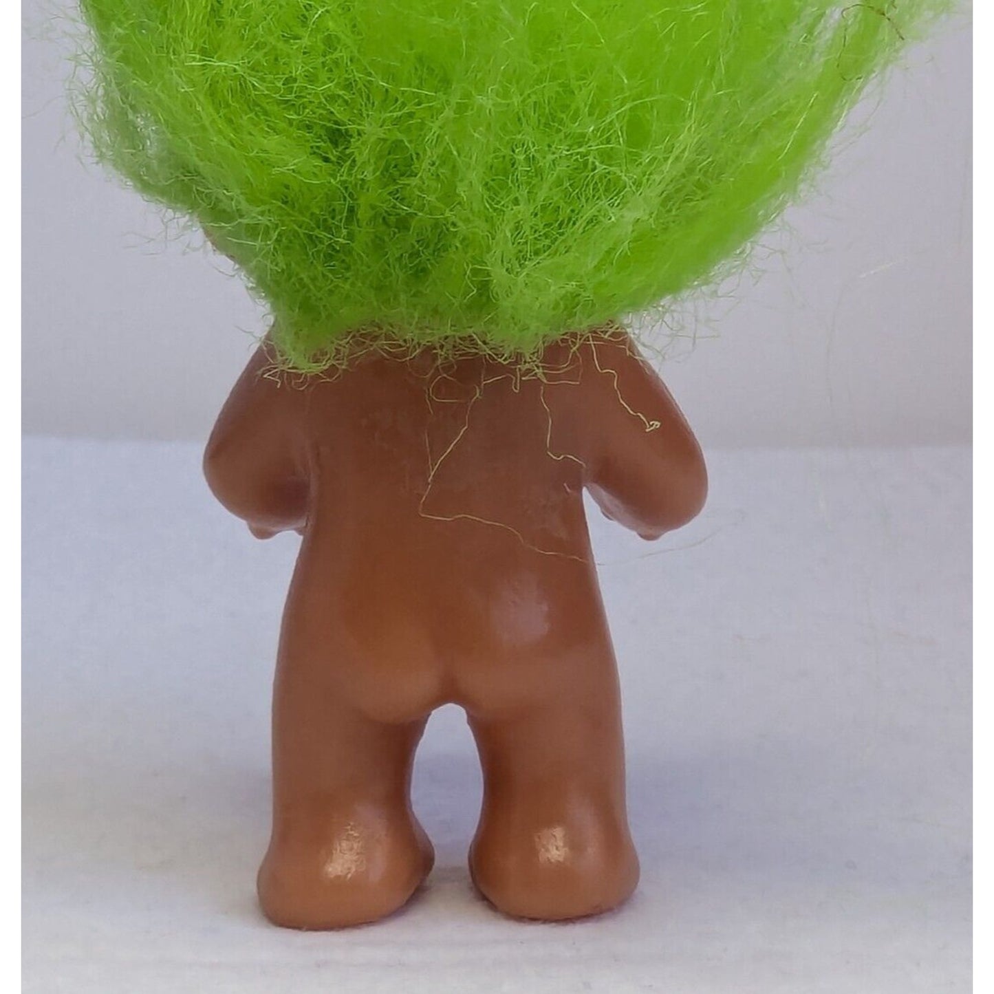1985 D.A.M. 3" Troll Doll with Pink Heart Flower Dress and Green Hair Brown Eyes