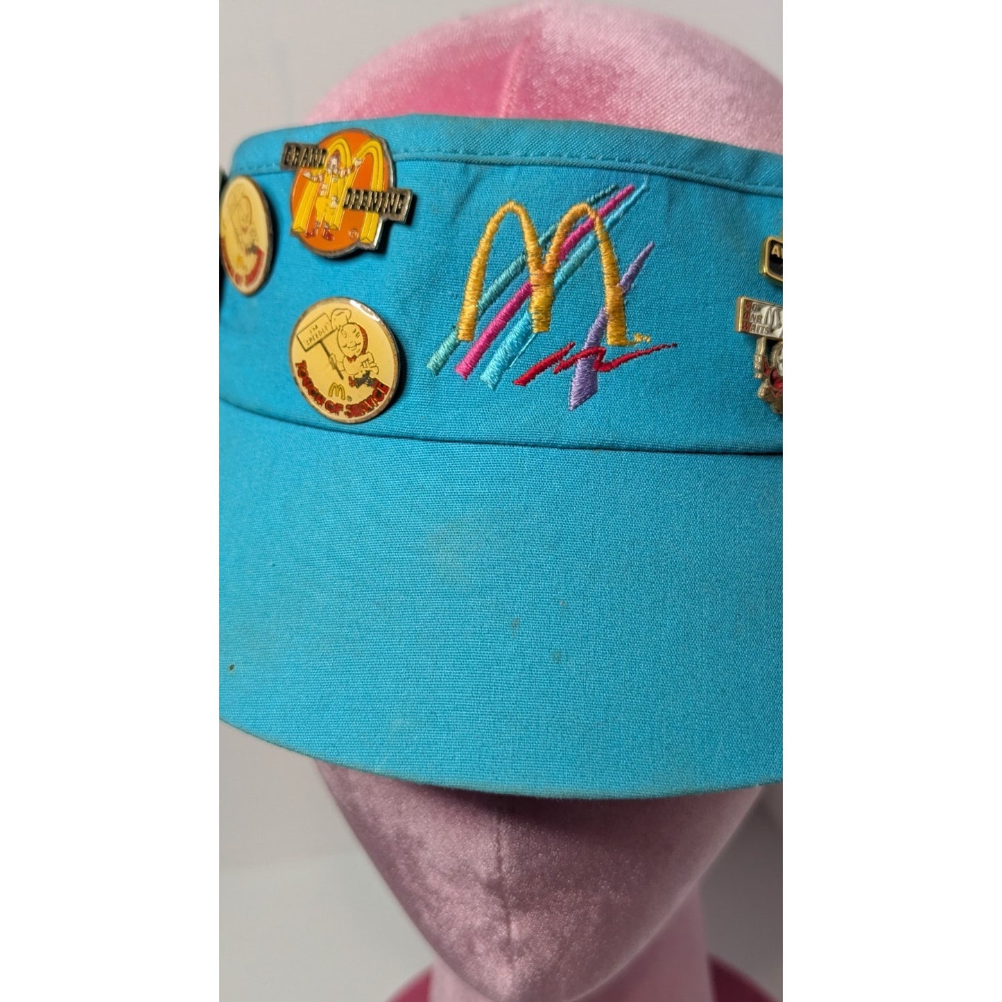 Lot of 8 Vintage McDonald's Lapel Pins Crew Promotions with 90s Rare Teal Visor