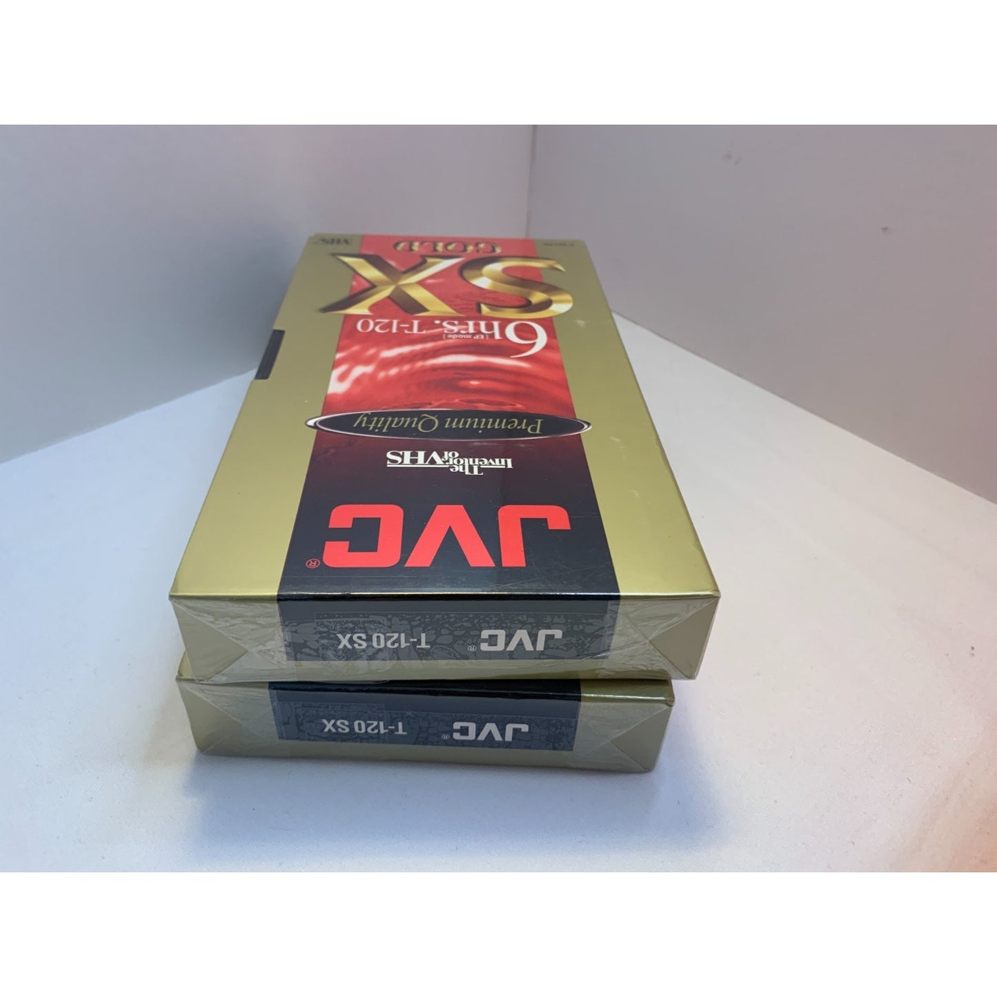 Lot of 2 JVC T-120 VHS TAPES Blank NEW SEALED Premium Quality SX Gold 6 Hours