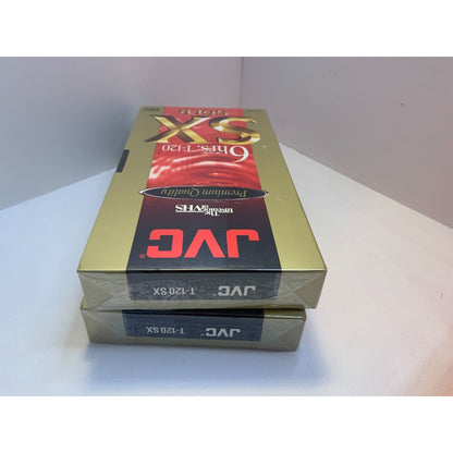 Lot of 2 JVC T-120 VHS TAPES Blank NEW SEALED Premium Quality SX Gold 6 Hours