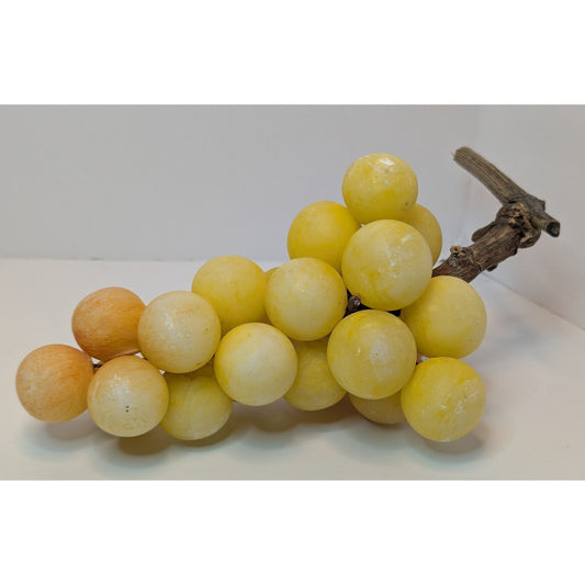 Vintage MCM Hand Painted Italian Alabaster Stone Fruit Grape Cluster w/Stem