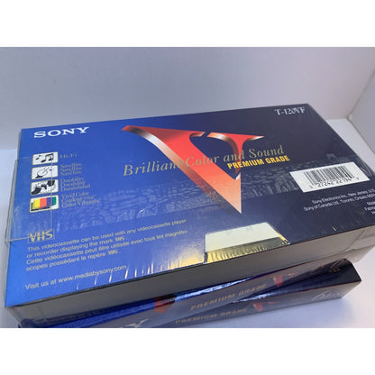 Lot of 3 Sony 6HR Blank High Quality VHS Tapes NEW SEALED T-120VF Premium Grade