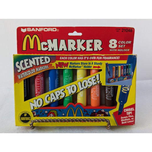 Vintage 1994 McDonald's McMarker Set of 8 Scented Watercolor Markers SANFORD