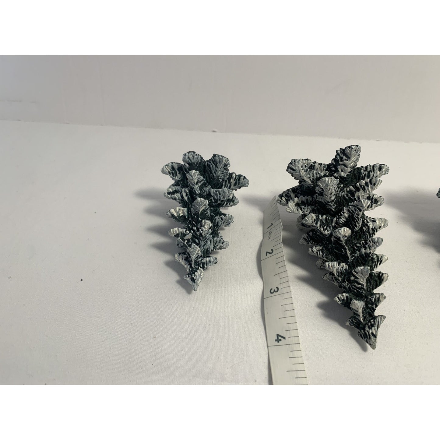 Vintage 90s Department 56 Village Set of 3 Evergreen Trees Cold Cast Porcelain F