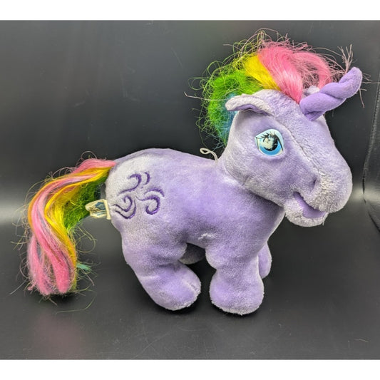 1984 My Little Pony G1 MLP Vintage Hasbro Softies 9" Plush WINDY Unicorn Purple!