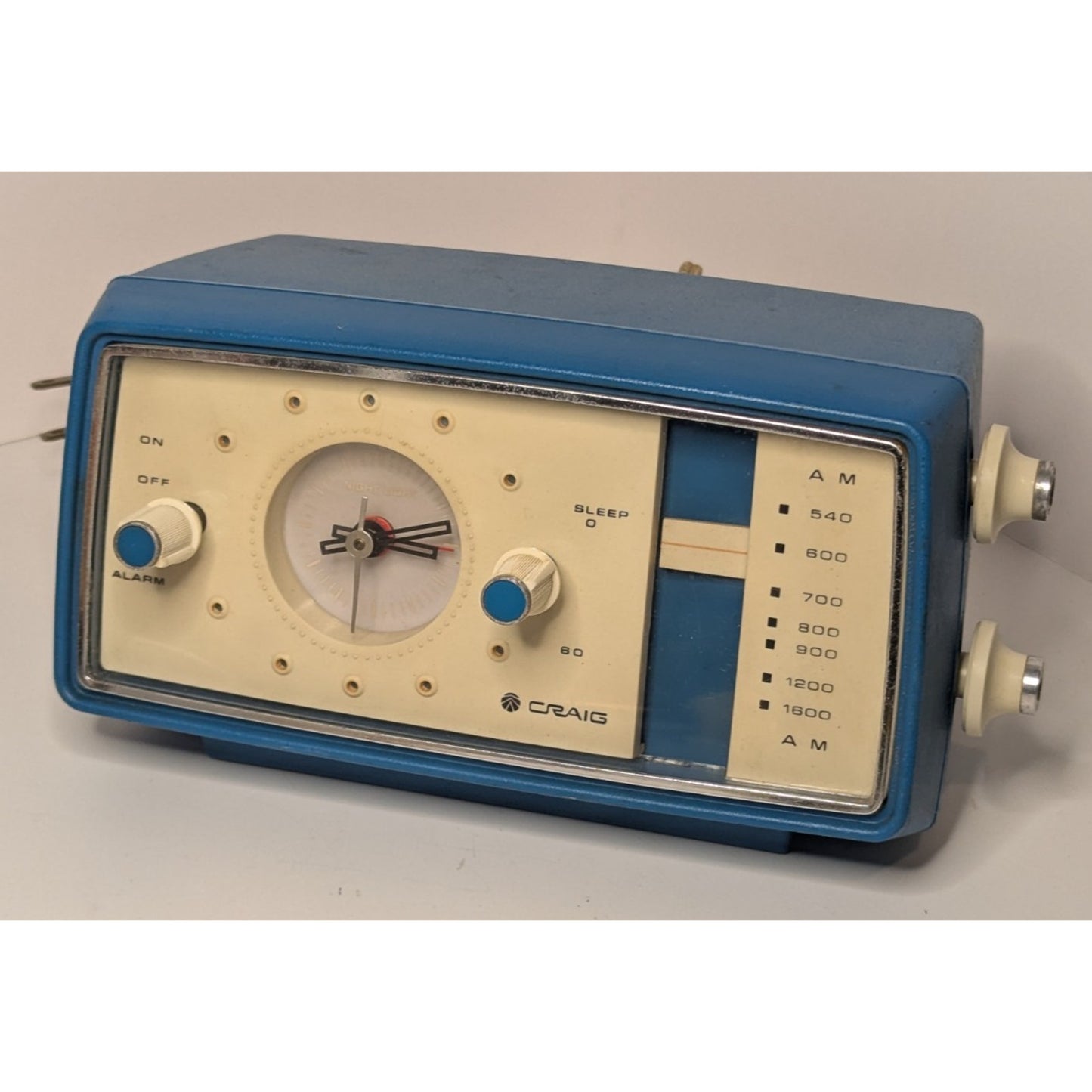 Rare Vintage CRAIG 1602 AM Clock Radio Teal Blue MCM Sanyo Japan Atomic