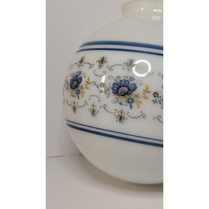 Vintage 8" Quoizel Abigail Adams Blue & White Glass Globe Shade w/ 4" Fitter