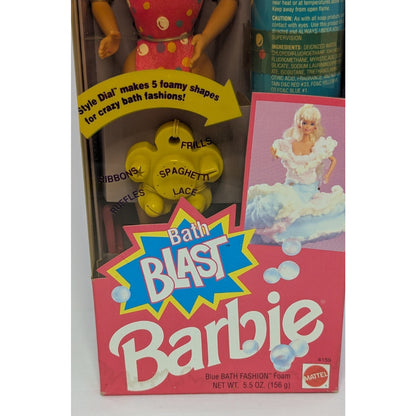 1992 Vintage Bath Blast Barbie Mattel Blue Fashion Foam Zillions of Foamy Looks