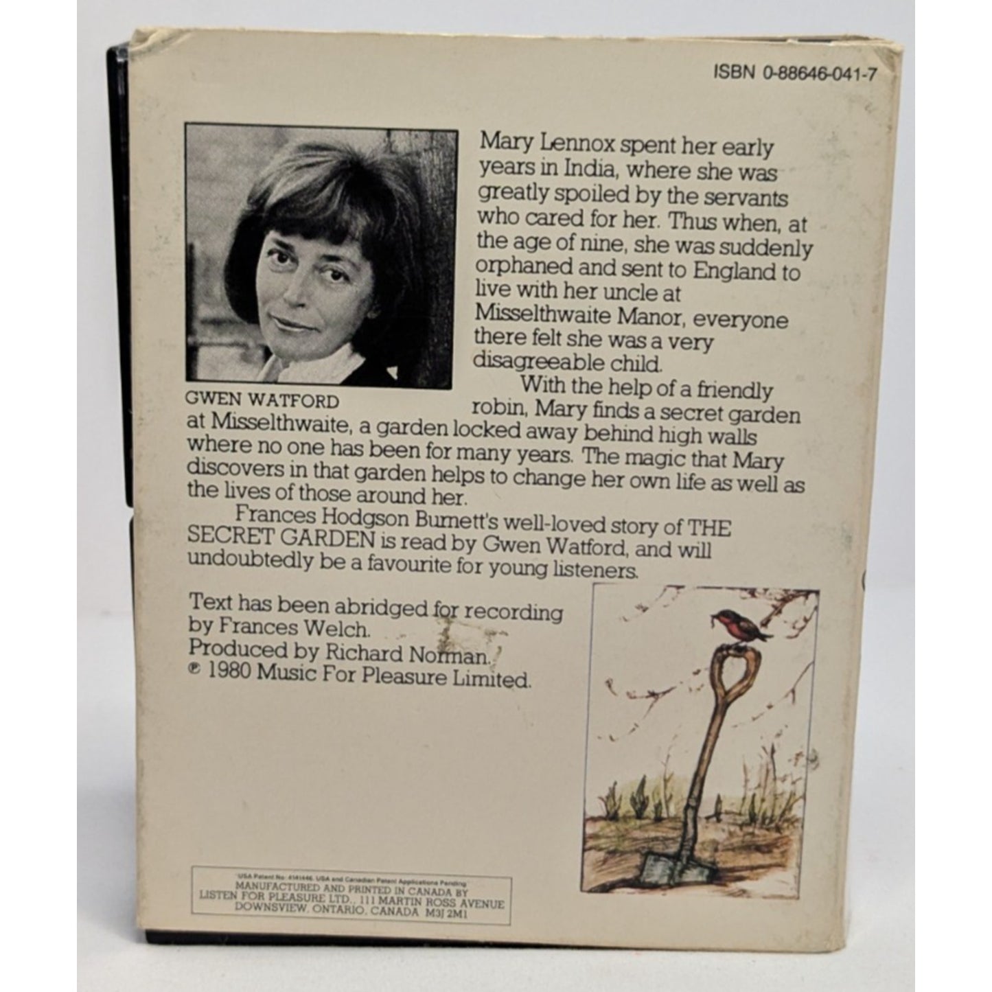 Vintage 1980 Audiobook The Secret Garden Read by Gwen Watford 2 Cassette Edition