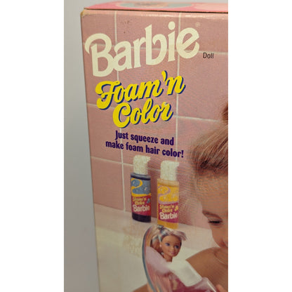 1995 Mattel Barbie Foam N Color Barbie Doll with Pink Foam #14457 New In Box