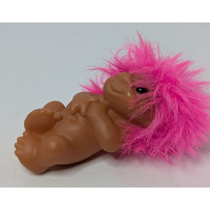1985 Dam Newborn Norfin Troll LAYING Baby of the Bunch Pink Short Hair
