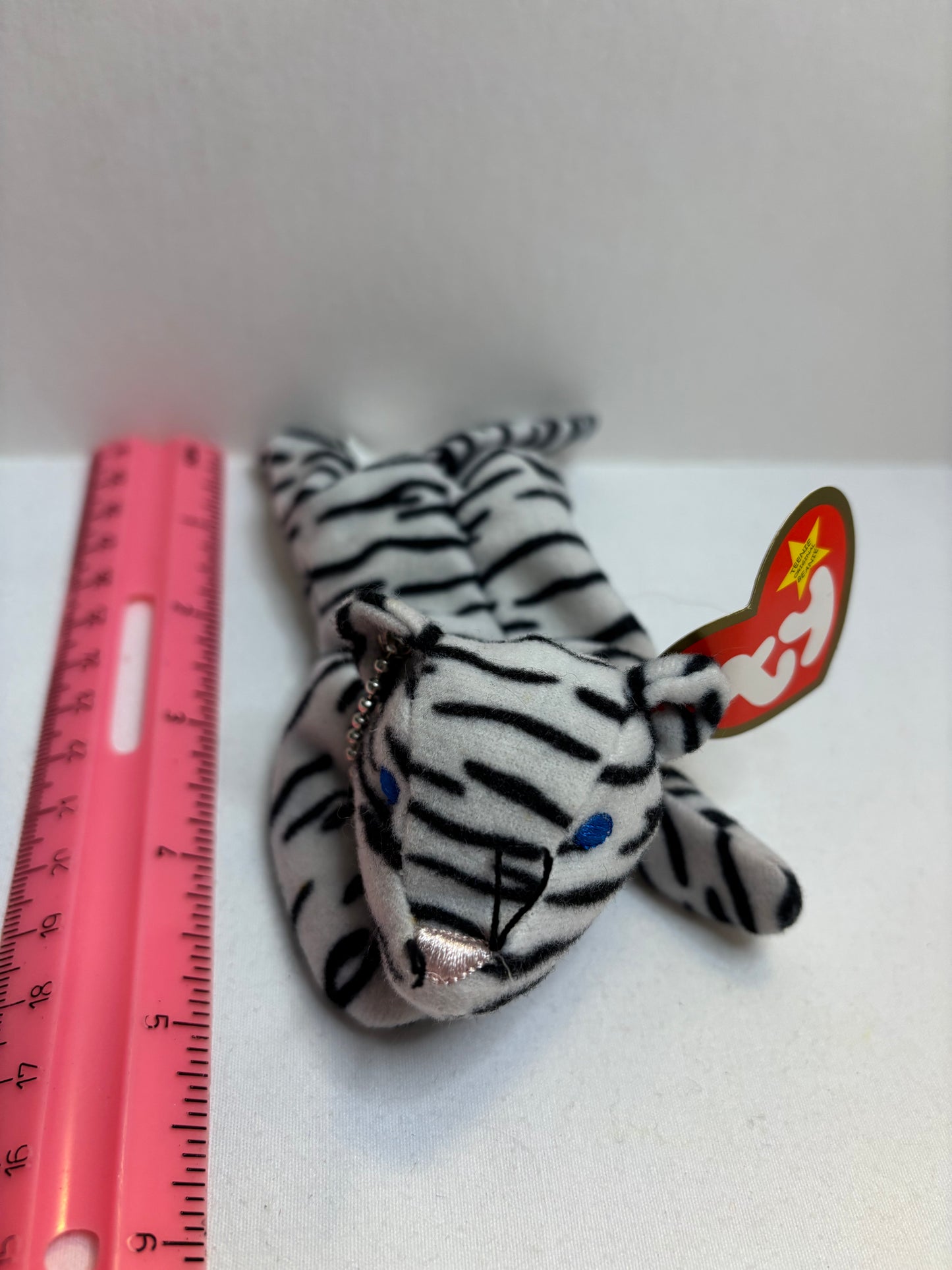 black and white striped tiger plush bag charm