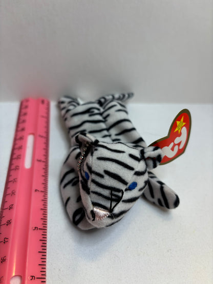 black and white striped tiger plush bag charm