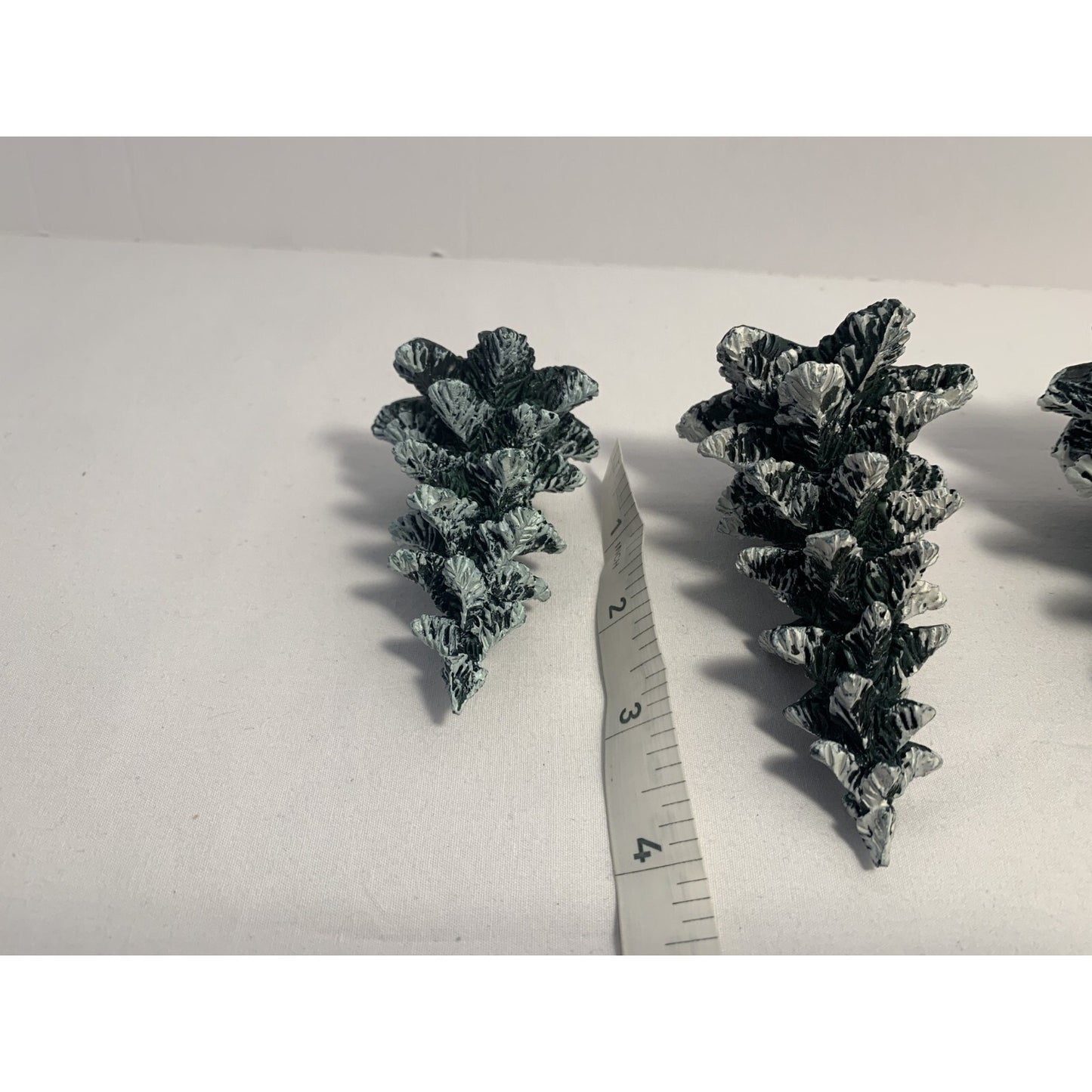 Vintage 90s Department 56 Village Set of 3 Evergreen Trees Cold Cast Porcelain A