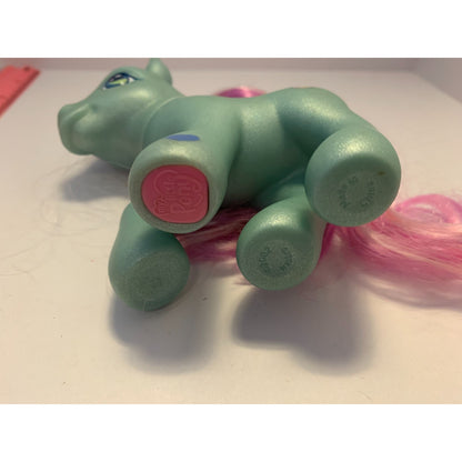 Vintage MLP G3 My Little Pony Banjo Blue Shimmery Pink Hair 2002 Hasbro