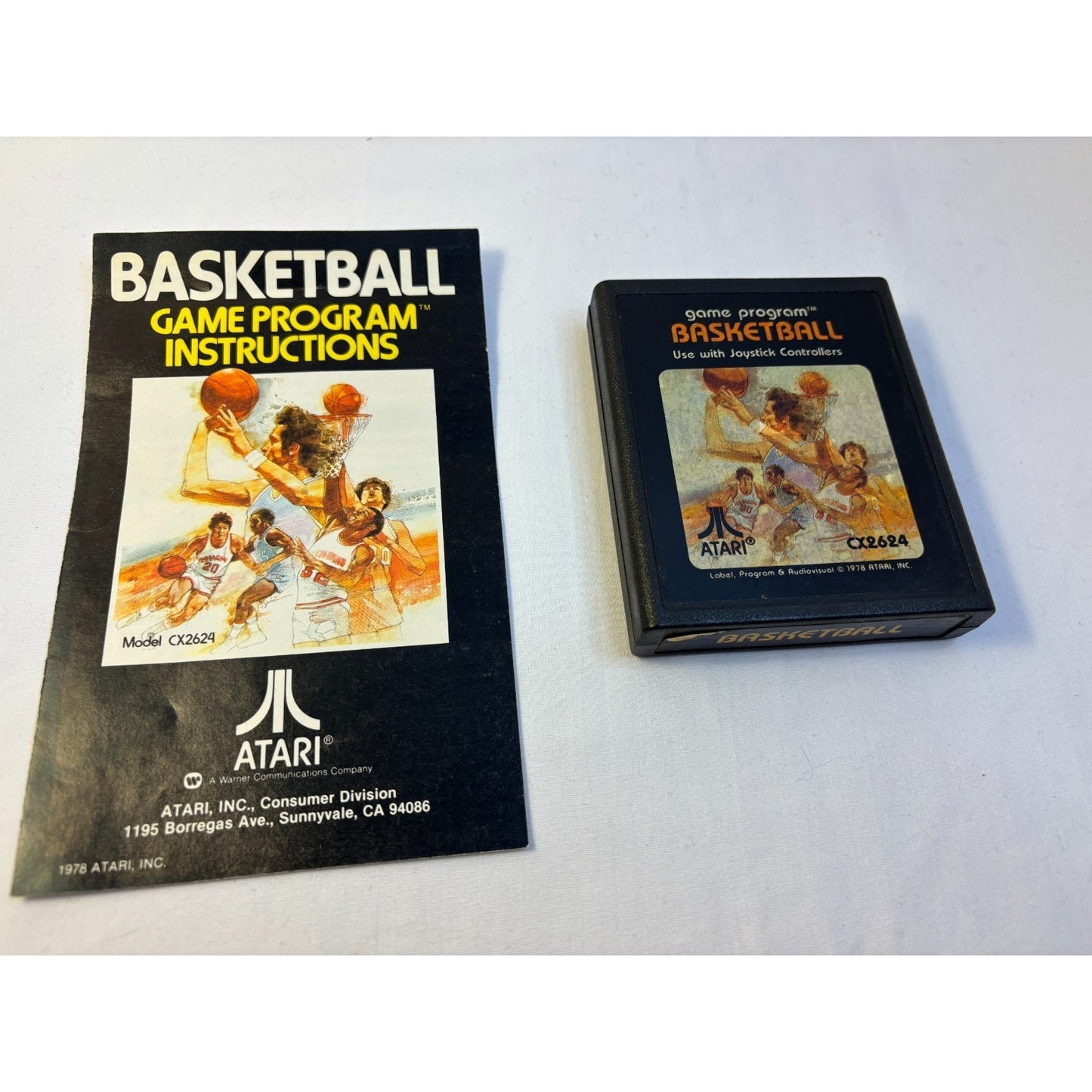 Atari 2600 7800 Basketball Video Game Cartridge + Manual TESTED CX2624